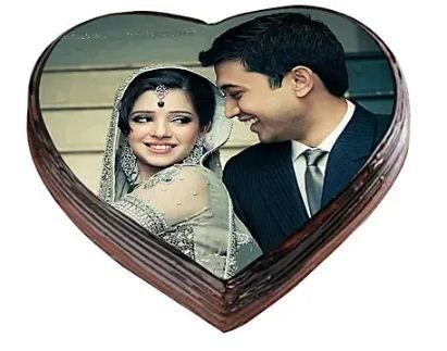 Chocolate Heart Shape Photo Cake