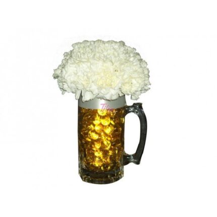 Flowers in a beer mug