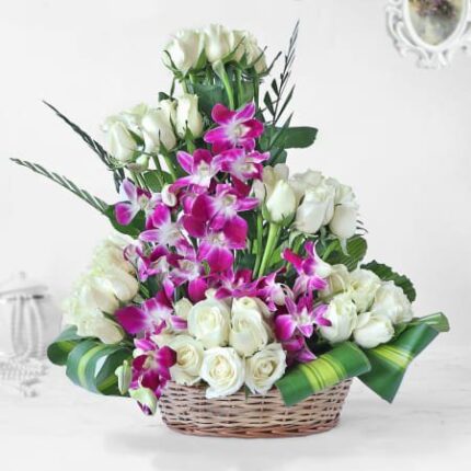 WHITE AND PURPLE BASKET