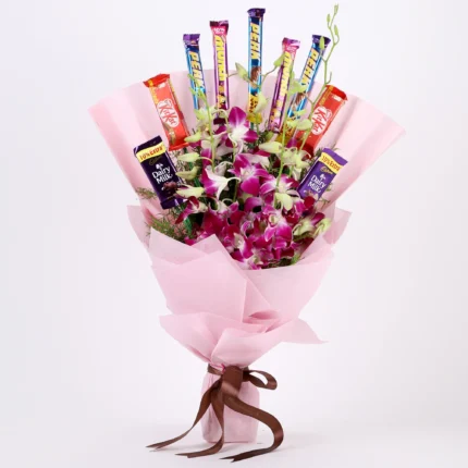 True Feelings- Purple Orchids & Chocolate Bouquet